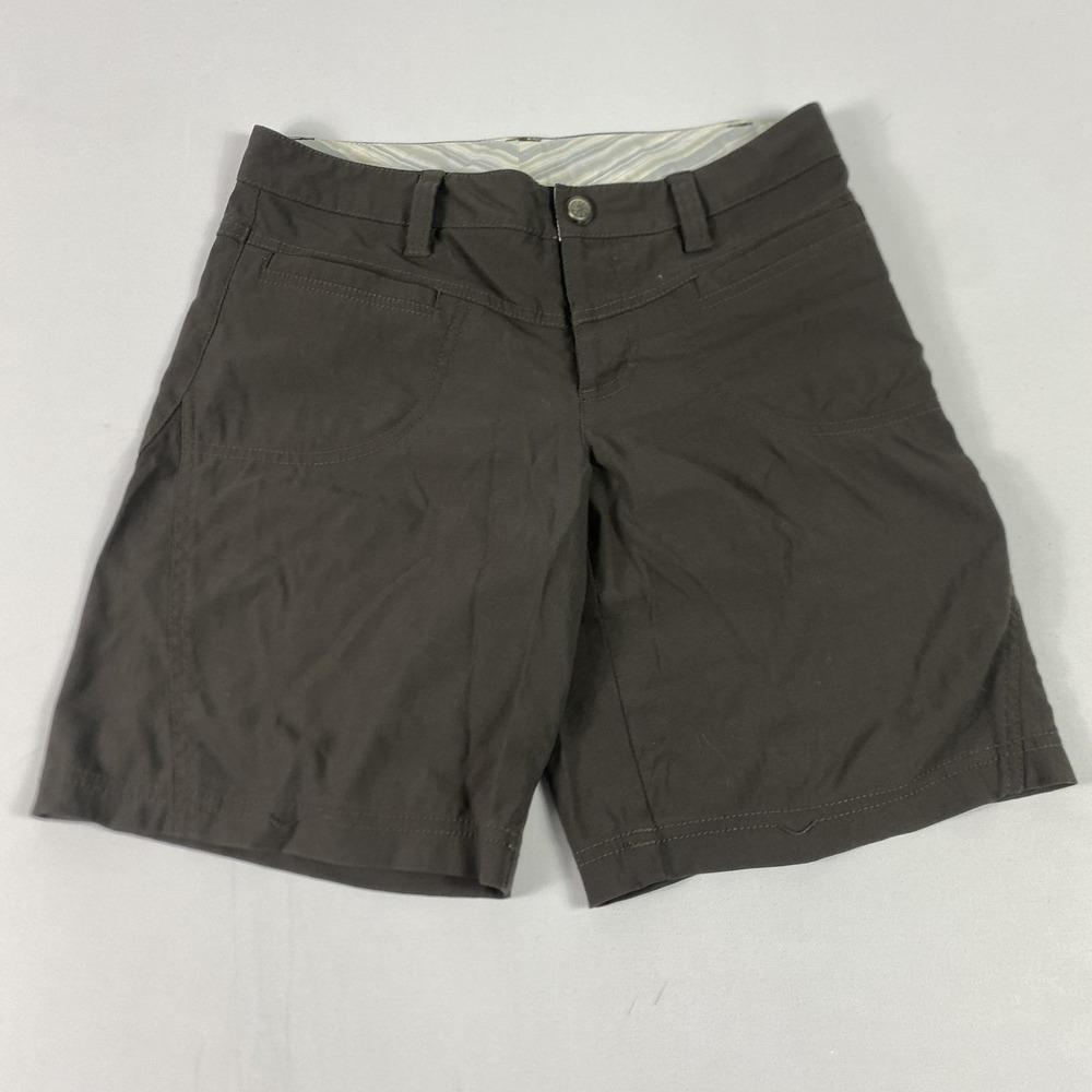 Athleta Shorts Womens 30 Brown Bermuda Utility Nylon Spandex Pockets Zip Closure